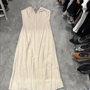 Elegant Cream Spaghetti Strap Dress